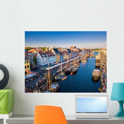 Amazing Historical City Center Wall Decal shown on a wall