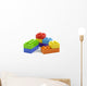 Plastic toy blocks on white background. Wall Decal