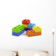 Plastic toy blocks on white background. Wall Decal