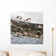 Flight Flamingos Roses Wall Decal