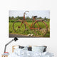 Indonesia, Bali, Ubud, Vintage bike in front of rice fields Wall Mural
