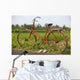 Indonesia, Bali, Ubud, Vintage bike in front of rice fields Wall Mural