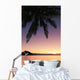 Fiji, Matangi Private Island Resort, Sunset glow over ocean Wall Mural