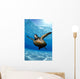 Green sea turtle surface reflections, sandy bottom Wall Mural