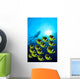 Raccoon Butterflyfish school, sunburst Wall Mural