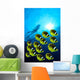 Raccoon Butterflyfish school, sunburst Wall Mural