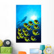 Raccoon Butterflyfish school, sunburst Wall Mural