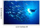 Midway Atoll, brown chub school and diver silhouette, sunburst Wall Mural