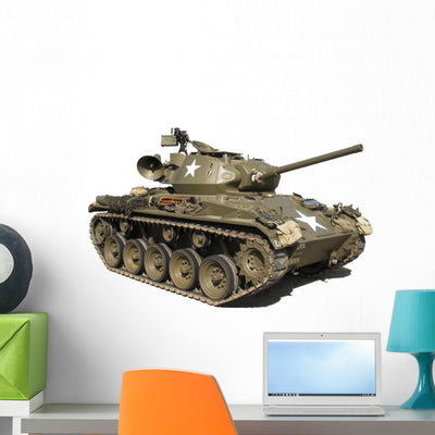 Wwii Military Tank Wall Decal shown on a wall