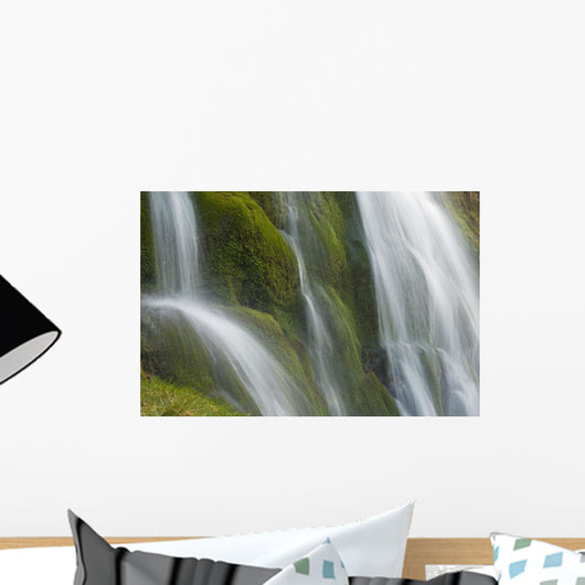 Small Waterfall Over Mossy Stones In Gleann Enich Near Aviemore Wall Mural