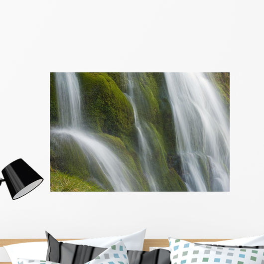 Small Waterfall Over Mossy Stones In Gleann Enich Near Aviemore Wall Mural
