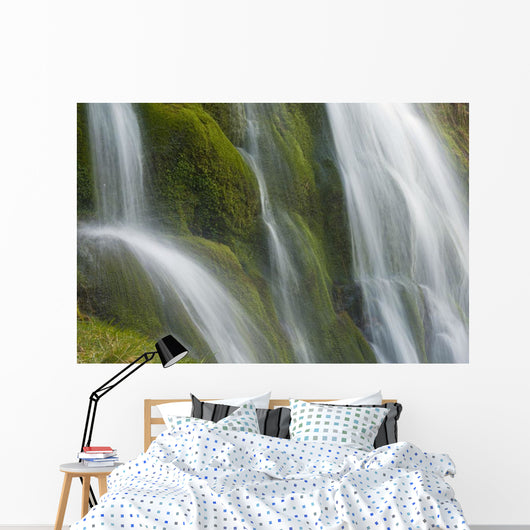 Small Waterfall Over Mossy Stones In Gleann Enich Near Aviemore Wall Mural