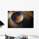 Espresso With Cream In Blue Porcelain Cup Wall Mural