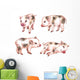 Watercolor Spotted Piglets Wall Decal Sticker Set