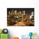City Skyline At Night Wall Mural