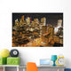 City Skyline At Night Wall Mural