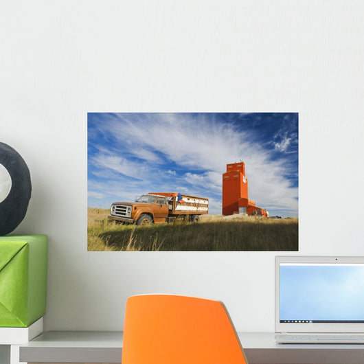Old Farm Truck And Grain Elevator Wall Mural