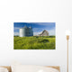 Old Barn With Metal Grain Bins Wall Mural