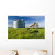 Old Barn With Metal Grain Bins Wall Mural