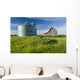 Old Barn With Metal Grain Bins Wall Mural