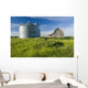Old Barn With Metal Grain Bins Wall Mural