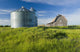 Old Barn With Metal Grain Bins Wall Mural