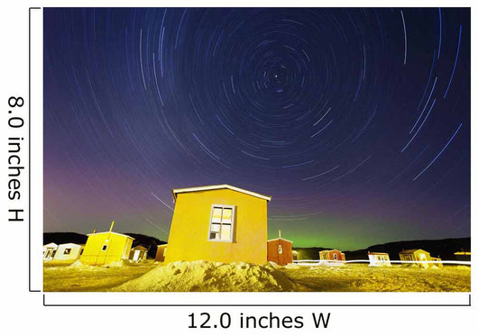 Star Trails And Ice Fishing Huts On Saguenay River Wall Mural