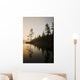 Tree Silhouettes By Rushing River Wall Mural