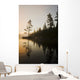 Tree Silhouettes By Rushing River Wall Mural