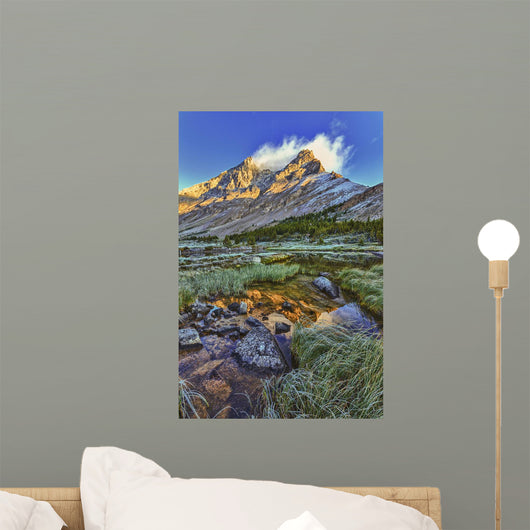Sunrise Over A Peak Reflected In A Tarn Below Baker Lake Wall Mural