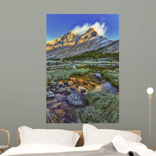 Sunrise Over A Peak Reflected In A Tarn Below Baker Lake Wall Mural