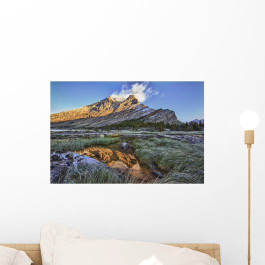 Sunrise Over A Peak Reflected In A Tarn Below Baker Lake Wall Mural