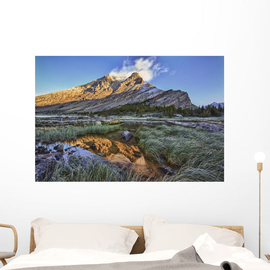 Sunrise Over A Peak Reflected In A Tarn Below Baker Lake Wall Mural