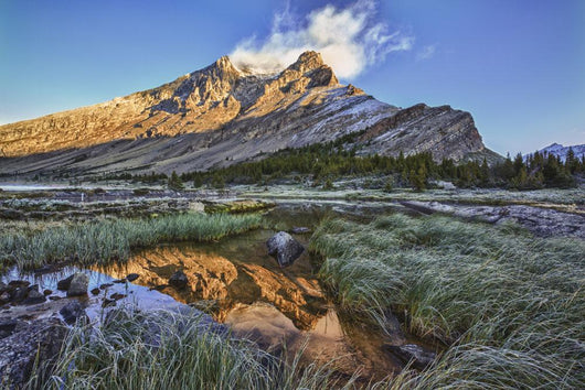 Sunrise Over A Peak Reflected In A Tarn Below Baker Lake Wall Mural
