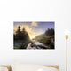 A Hiker Stands By Brook As Sunrise Burns Through The Mist Wall Mural