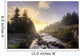 A Hiker Stands By Brook As Sunrise Burns Through The Mist Wall Mural
