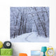 Road Across Snow-Covered Forest Wall Mural