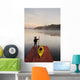 Man Standing By Kayak On Dock In Northwestern Ontario Wall Mural