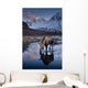 Scenic View At Sunset Of A Moose Drinking From A Pond With Alpenglow Wall Mural