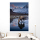 Scenic View At Sunset Of A Moose Drinking From A Pond With Alpenglow Wall Mural