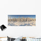 Panoramic View Of Snow-Covered Spruce Trees In Late Afternoon Sun Wall Mural