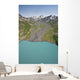 Aerial Of Glacial Moraine Feeding Into Lake Wall Mural