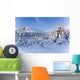 Winter Scenic Of Snowcovered Spruce Trees And The Chugach Mountains Wall Mural