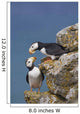Horned Puffin Pair Perched On Rock Ledge With The Blue Bering Sea Wall Mural