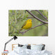 A Male Yellow Warbler Perched In A Willow Wall Mural