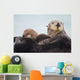 Sea Otter With Snow Covering Fur Holding Newborn Pup Wall Mural