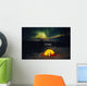 Tent Camping Winter Northern Lights Wall Mural