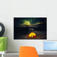 Tent Camping Winter Northern Lights Wall Mural