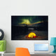 Tent Camping Winter Northern Lights Wall Mural