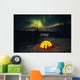 Tent Camping Winter Northern Lights Wall Mural